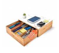 Avilia - Cassettiera Organizer in Bambù con Ripiano in Vetro Marmorizzato 30x30x10cm, Cassetto Porta Capsule e Cialde Ideale per Casa e Ufficio, Design Elegante Multiuso e Resistente