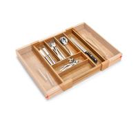 Avilia Cassetto Portaposate - Organizer Portaposate Estendibile in Bambù con 6-8 Scomparti, 35-58 L X 43 X 6,5 CM