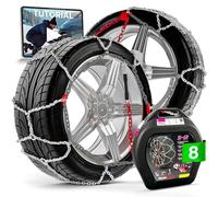 Avilia Catene da Neve in Acciaio Cementato per Auto Taglia 8 con Sistema di Autotensionamento - Sicure e Comode per Viaggiare su Strade con Neve e Ghiaccio Omologata in ITALIA