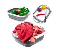 Avilia Cestino Multifunzionale Pieghevole 5L con Tappo Drenaggio, Utilizzabile come Tagliere, Lavaggio Verdura, Frutta e Biancheria, in Plastica, 42,5L x 31L x 15,5H cm, Grigio