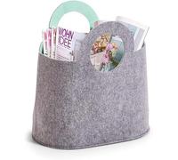 Avilia Cestino Portaoggetti in Feltro - Borsa da Salotto e Camera, Grigio/Azzurro, 40x25x40cm | Organizzatore Versatile per Coperte, Cuscini e Giochi | Design Elegante | Resistente e Morbido al Tatto