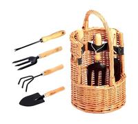 Avilia Cesto con Attrezzi per Giardinaggio - Set Completo con Rastrello e Palette, Ideale per la Cura del Giardino, 22x22x35 cm