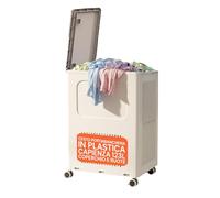 Avilia - Cesto Portabiancheria 123L con Coperchio e Ruote, Struttura Verticale Salvaspazio per Cesta Panni Sporchi, Facile da Spostare e Pulire