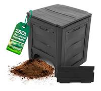 Avilia Compostiera da Giardino 260L in Polipropilene - Composter da Giardino con Accesso Frontale, 60x60x73 cm, Compostiera da Balcone e Terrazzo, Antracite, Made in Italy