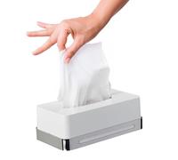 Avilia Contenitore Porta Salviette Cosmetiche, Tovaglioli e Fazzoletti, in Plastica con Maniglia in Acciaio Inox Lucido, Montaggio Alternativo Senza Foratura, Design Moderno Bianco, 26.5x17x14cm