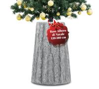Avilia Copri Base Albero di Natale a Forma di Tronco con Effetto Innevato | Base per albero di Natale artificiale effetto corteccia innevata, alta 52,5 cm, larga 33,5 cm, viti a farfalla incluse