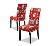 Avilia - Coprisedia Natalizi in Tessuto Elasticizzato Set da 6 con Motivo Babbo Natale per Schienale e Seduta, Facili da Montare, Lavabili e Riutilizzabili per Decorazioni Natalizie di Casa