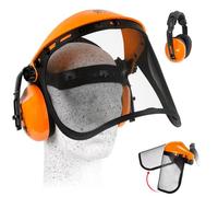 Avilia Cuffie Antirumore Lavoro con Maschera Protettiva Decespugliatore - Protezione Acustica SNR 22dB, Visiera Metallica per Lavoro - Archetto Regolabile e Cuscinetti Morbidi - 41x26x10cm