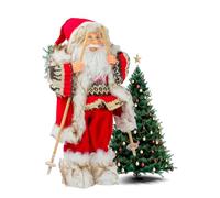 Avilia Decorazione Natalizia Babbo Natale Rosso con Sacco Doni e Sci 40cm - Ideale per Addobbare Casa, Ufficio o Negozio - Ottimo Anche Come Idea Regalo - Materiali Resistenti e Durevoli nel Tempo