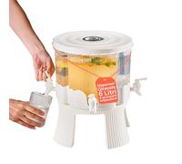 Avilia - Dispenser Acqua Girevole 6L con 4 Rubinetti per Bevande Diverse, Design Trasparente Rotante a 360°, Ideale per Feste, Buffet e Uso Quotidiano in Casa o Ufficio