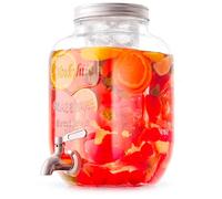 Avilia Dispenser Bevande con Rubinetto Cromato in Vetro 4L, Macchina per Spritz e Aperol, Caraffa con Rubinetto per Acqua e Cocktail, Lavabile in Lavastoviglie, Ideale per Campeggio e Aperitivi