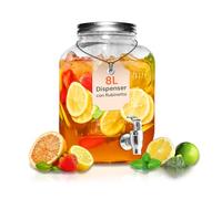 Avilia Dispenser Bevande con Rubinetto - Distributore Acqua 8L - Dispenser per Alcolici e Analcolici - Tappo in Alluminio - Perfetto per ogni Occasione, Facile da Pulire