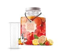 Avilia Dispenser Bevande in Vetro 4L con Rubinetto | Infusore Integrato, Contenitore per Acqua e Succhi, Cucina e Ufficio, Coperchio in Alluminio, Uso Quotidiano ed Eventi