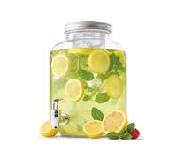 Avilia - Dispenser Bevande in Vetro 8 Litri con Rubinetto in Acciaio e Infusore per Acqua e Succhi, Grande Capacità per Feste ed Eventi, Utilizzo da Tavolo, Design Elegante e Resistente