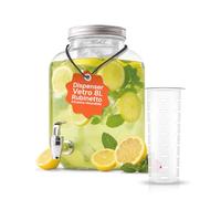 Avilia - Dispenser Bevande in Vetro 8 Litri con Rubinetto in Alluminio e Infusore per Acqua e Succhi, Grande Capacità per Feste ed Eventi, Utilizzo da Tavolo, Design Elegante e Resistente