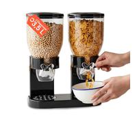 Avilia Dispenser Cereali Doppio da 3,5 Litri - Porta Cereali Salva Freschezza con Manopola - Include 2 Tazze Graduate - Organizer Cucina per Corn Flakes, Muesli, Pasta e Legumi
