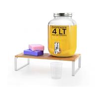 Avilia Dispenser per Detersivo Lavatrice Liquido 4L in Vetro con Rubinetto - Contenitore con Coperchio e Dosatore in Metallo Cromato, Ideale per Sapone, Ammorbidente e Detersivi - Ideale in Lavanderia