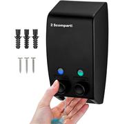 Avilia Dispenser Sapone da Parete con 2 Scomparti Nero Ognuno da 450ml - Dispenser da Muro Elegante e Moderno per Bagno - Ideale per Sapone e Shampoo in Doccia - Erogatore Sapone Liquido Preciso