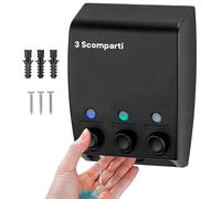 Avilia Dispenser Sapone da Parete con 3 Scomparti Nero Ognuno da 450ml - Dispenser da Muro Elegante e Moderno per Bagno - Ideale per Sapone e Shampoo - Erogatore Sapone Liquido Preciso e Facile