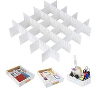 Avilia Divisori per Cassetti 49,5x10 cm, Set 6 Pezzi, Organizer Cassetti | Separatori per cassetti in plastica bianca per cucina, camera, bagno e ufficio, divisori cassetti regolabili salvaspazio