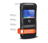 Avilia - Etilometro Portatile Certificato CE ad Alta Precisione - Uso Professionale e Personale con Display LCD Blu, 5 Boccagli Inclusi, Guida Vocale in Italiano, Facile da Usare e da Trasportare
