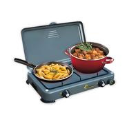 Avilia - Fornello da Campeggio a Gas 2 Fuochi in Acciaio Inox con Bruciatori ad Alta Resa, Compatto e Portatile per Cucina Esterna a Gas, Giardino, Campeggio e Viaggi, Uso Versatile