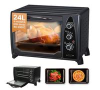 Avilia Fornetto Elettrico Ventilato 24L - Forno Elettrico Piccolo con Termostato Regolabile e Tecnologia di Ventilazione Avanzata, Design Elegante Nero, Ideale per Cottura e Riscaldamento