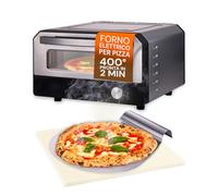 Avilia - Forno Pizza Elettrico 400°C con Display Digitale e 6 Programmi di Cottura, Include Pala per Pizza in Acciaio Inox, Facile da Usare con Controllo Preciso della Temperatura