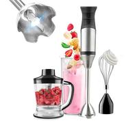Avilia Frullatore ad Immersione in Acciaio Inox 1200W con 3 Accessori, Frusta, Contenitore e Tritatutto - 20 Velocità e Modalità Turbo è Ideale per Frullare e Tritare Qualsiasi Alimento