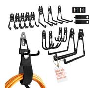 Avilia - Ganci Garage Multifunzione in Metallo in Set da 16 con Accessori per Montaggio, Ideale come Porta Bici da Muro e Porta Attrezzi da Giardino, Resistente e Salvaspazio