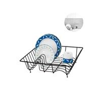 Avilia Griglia Scolapiatti per Lavello - Scolapiatti con Portapiatti e Ripiano per Tazze, in Metallo, 35x35x9cm, Nero