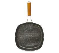 Avilia Grill Quadrata in Alluminio Pressofuso ad Induzione | Antiaderente | con Manico Pieghevole Adatto a Carne e Verdure Facile da Pulire 20cm