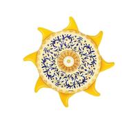 Avilia Isola Gonfiabile Rotonda Gialla 226cm, in PVC Resistente con Portabicchieri e Corda di Sicurezza - Ideale per Divertirsi al Mare o in Piscina - Capacità 1 Persona Fino a 90Kg