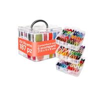 Avilia - Kit Ricamo Completo con 150 Fili Colorati - Organizer a 3 Livelli e 6 Scomparti - Con Aghi, Infila Aghi e Accessori Punto Croce - Fili Già Avvolti - Set Creativo per Braccialetti e DIY