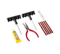 Avilia Kit Riparazione Pneumatici Auto/Moto Completo: Pinza, Punteruolo, Sonda, Mastice 13g, 5 Otturatori, Cutter - Soluzione Rapida e Universale per Forature