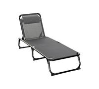 Avilia Lettino Prendisole da Giardino con Schienale e Cuscino - Telaio in Metallo e Tessuto in texaline traspirante e lavabile, 173x56cm, Grigio, Ideale per Relax in Giardino, Terrazza e Piscina