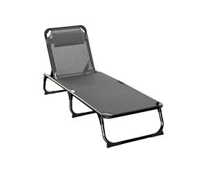 Avilia Lettino Prendisole da Giardino con Schienale e Cuscino - Telaio in Metallo e Tessuto in texaline traspirante e lavabile, 173x56cm, Grigio, Ideale per Relax in Giardino, Terrazza e Piscina