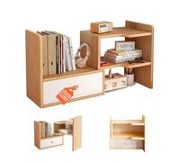 Avilia - Libreria da Scrivania in Legno con 5 Scomparti e 1 Cassetto Estensibile, Organizer Porta Libri da Scrivania Salvaspazio, Design Modulabile Facile da Montare e Resistente