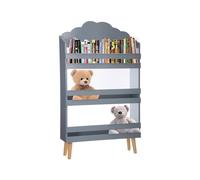 Avilia Libreria Grigia per Bambini 3 Ripiani in Legno - Ideale Come Porta Libri e Giocattoli - Salvaspazio e con Base Antiscivolo è Perfetta e Sicura Come Arredamento in Cameretta - 58x100x18cm