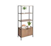 Avilia Libreria in Legno a 2 Ripiani Ideale per Salotto, Studio e Ufficio, con Mobile Basso - Mobile Portaoggetti, 68x35x176cm, Nero e Marrone, Effetto Rovere