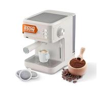 Avilia - Macchina Caffè 850W per Espresso Intenso con Filtro in Acciaio Inossidabile, Serbatoio da 2L e Compatibilità con Caffè Macinato e Cialde, Uso Facile e Design Compatto Bianca
