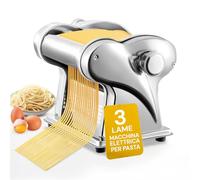 Avilia Macchina per la Pasta Elettrica PM1650 135W- Lame Interscambiabili da 1mm a 4mm per Spaghetti e Tagliatelle - Produce Fino a 4 kg di Pasta all'Ora - Dimensioni 18x26x23cm - Resistente