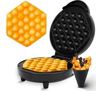 Avilia Macchina per Waffle a Bolle Antiaderente 1000W 19 cm Nero - Controllo Automatico della Temperatura - Stoccaggio Verticale e Piedini Antiscivolo - Facile da Usare e da Pulire