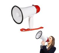 Avilia Megafono per Tifosi e Manifestazioni - Amplificatore Voce e Canzoni per Eventi Sportivi e Raduni - Bianco e Rosso