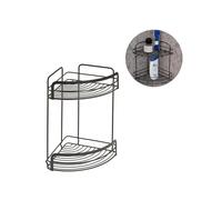 Avilia Mensola Angolare a 2 Ripiani per Doccia - Scaffale Angolare con 2 Mensole per Bagno, in Acciaio, 22x22x30cm, Nero