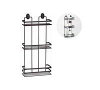 Avilia Mensola Rettangolare da Bagno con 3 Ripiani - Scaffale per Doccia a Muro con 3 Mensole, in Acciaio, 24x50x11cm, Nero