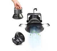 Avilia - Mini Ventilatore Portatile Ricaricabile USB e Solare con Batteria 25h, LED 4 Modalità e Gancio, Ventilatore Piccolo da Campeggio per Auto, Gazebo, Spiaggia e Outdoor
