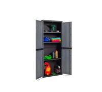 Avilia Mobile Alto con 2 Ante e 3 Ripiani Regolabili - Armadio Tuttopiani, 20 kg Max per Ripiano, in Polipropilene Riciclato, 65x37x165cm, Grigio e Nero