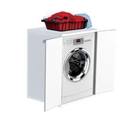 Avilia Mobile Coprilavatrice Con Ante | Box per Lavanderia | Copriasciugatrice da Esterni ed Interni in PVC 68,5x64,5x88cm, Bianco