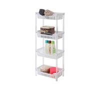 Avilia Mobiletto Bagno Salvaspazio 4 Ripiani - Scaffale Portaoggetti Multiuso in Plastica Bianco, Organizzatore Cucina e Camera con Ruote, 31.2x82.5x19cm